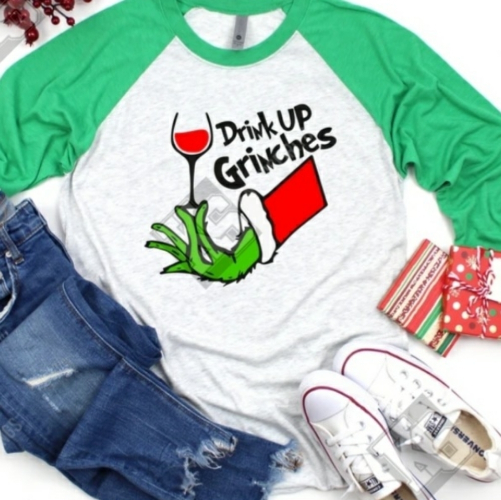 Drink Up Grinches Christmas Tee‎